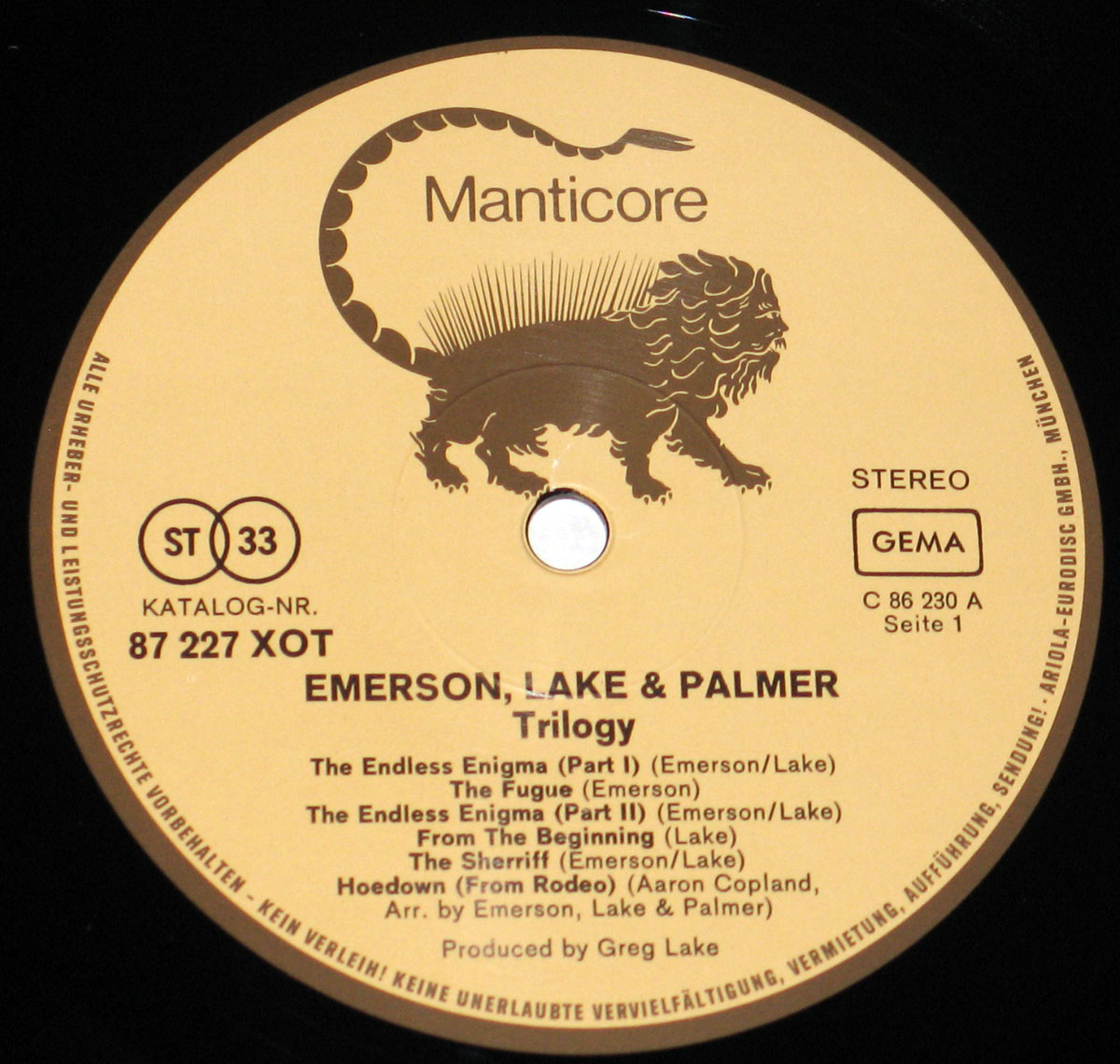 High Resolution Photo elp emerson lake palmer trilogy germany 